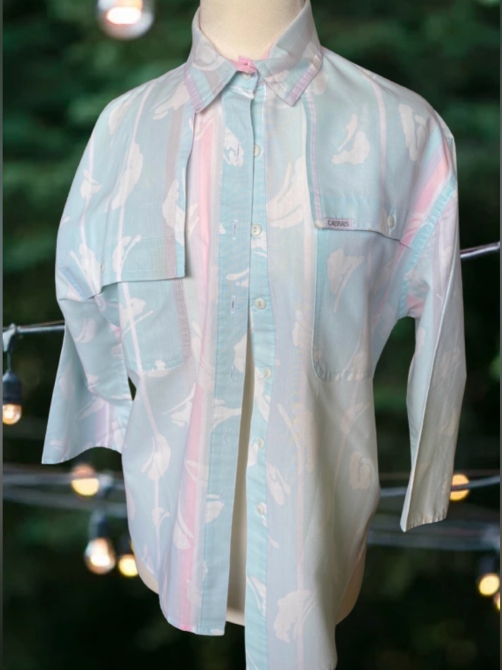 Vintage Cabrais pastel Hawaiian vacation button-up shirt womens Size Medium